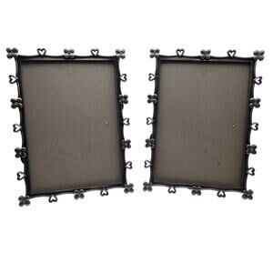 Elsa L. Inc Pewter Hearts & Flowers w/Rhinestones Picture Frames 5x7 Vintage 99'